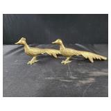 VINTAGE PAIR  BRASS PHEASANT FIGURES COUPLE MALE