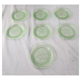 7 Vintage Uranium glass plates,