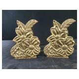 Vintage Brass Dogwood Flower Bookends