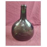 Green bottle vase 8" tall