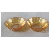 Peach Carnival Iris & Herringbone Art Glass