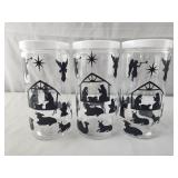 Three 8" plastic containers nativity scene