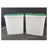 2 Tupperware super cereal storer with green lids