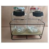 Double glass drink dispenser with metal stand