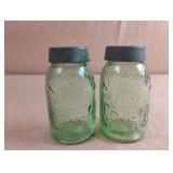 Vintage Masons Nov 30th 1858 green glass bottles