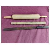 Rolling pin, file and a handle