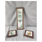 Wood framed tiles wall decor,  6x18.5 and 6x6