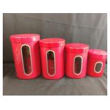 Metal canister set with screw on lids