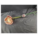 29" solar garden flower yard decor red brown