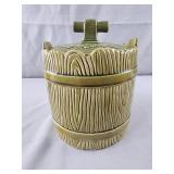 vintage MCM cookie bucket cookie jar green 9"
