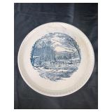Vtg Royal china 11 in Cake Plate blue and white