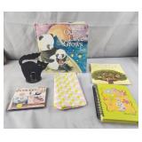 Kids books, address book, decals, make up bag,