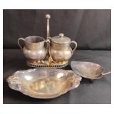 Silver plated creamer and sugar bowl set, small