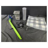 New water filter, valance, tv mount, scraper.