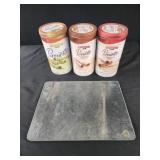 3 Empty Pirouette cans Pepperidge farm, glass