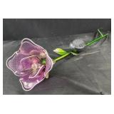 29" solar garden flower yard decor purple flower