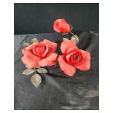 Burning Love" porcelain roses with bronze metal