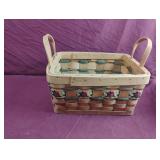 Double handled basket with painted apples 10 x 6