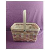 Handled basket with painted hearts