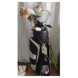 Golf bag including clubs and balls