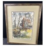 Framed Watercolor Painting of Home - 17x21"