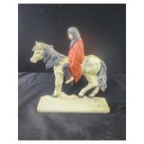 Vintage 8x8 Cast Iron Door Stop Man Riding Horse