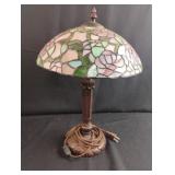 Tiffany style stain glass globe desk lamp 15"