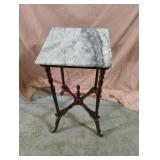 Stone top wood side table 14 x 28.5 x 14
