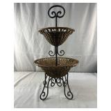 Woven Basket and Iron Fruit Basket 2 Tier