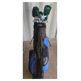 Knight golf bag including golf clubs
