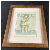 Framed Toddler with Dolls Print - 11x9"