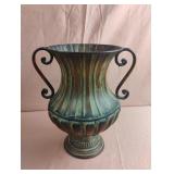 Metal double handled vase 6.5 x 10.5