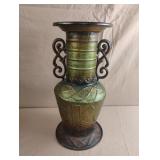 Metal double handled vase 7.5 x 16.5