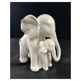 Mama and Baby Elephant Ceramic Statue Decor