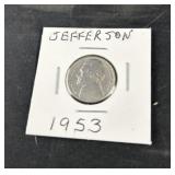 Jefferson 1953 Nickel without Proof Mark