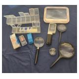 Pill splitters, weekly pill boxes, magnifying