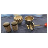 Aluminum salt and pepper shakers, tart tins,