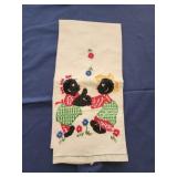 Vintage black Americana embroidered tea towel