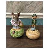 2 Spinning Music Box Figurines