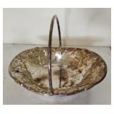 Vintage silver plated handled basket 10.5 x 8
