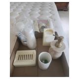 Bathroom cups, soap dish, stone soap dispenser ,