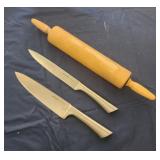 Wooden rolling pin 2 vivo knives
