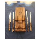 Ekco Flint knife set wooden holder