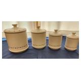 1989 ceramic canister set blue tuip pattern