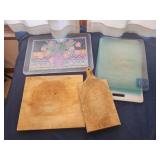 Cutting boards wooden and plastic  and tray
