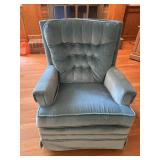 Vintage Blue Swivel Chair - 35ï¿½ Height, 20ï¿½ Seat