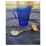 Vintage 4" Creamer Pitcher Cobalt Blue Glass and