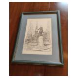 Vintage C.M. Goff 67-Old North Church 1723 matted
