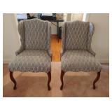 Set of 2 clawfoot cloth covered chairs. 24 x 38 x