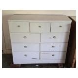 White Solis Wood 9 Drawer Dresser